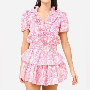 LoveShackFancy Ellis Pink Party Bash Print Dress